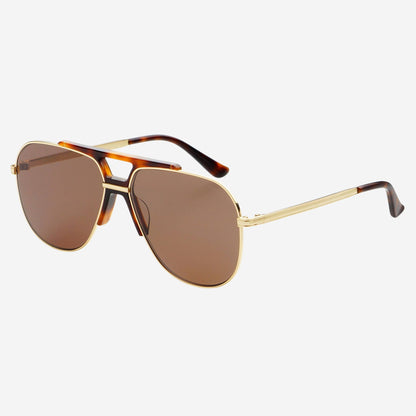 Logan Aviator Sunglasses - Tortoise | Dark Brown