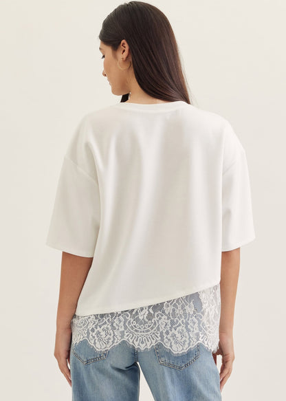 Lace Detail Oversized Tee