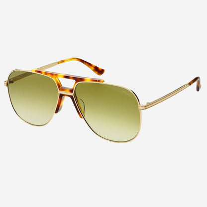 Logan Acetate Aviator Sunglasses - Gold | Fade Green