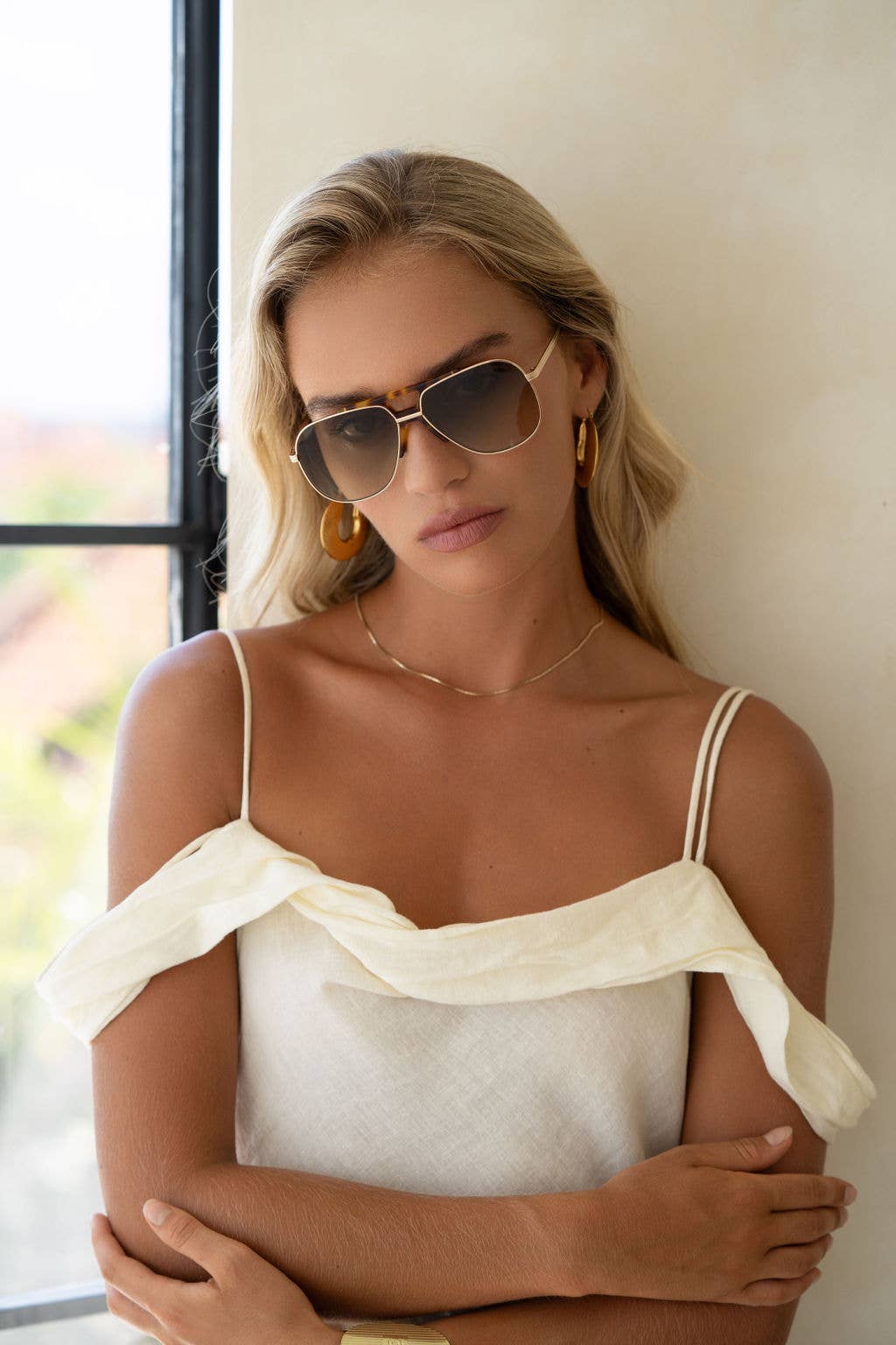 Logan Acetate Aviator Sunglasses - Gold | Fade Green