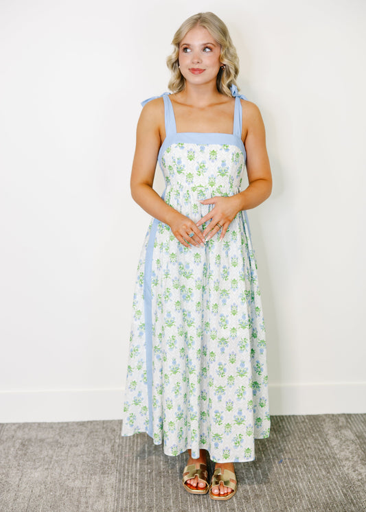 Delphine Meadow Sleeveless Midi Dress